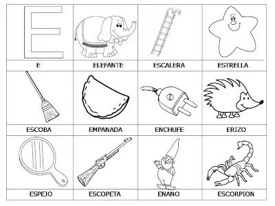 Dibujos para colorear de la vocal e - Imagui