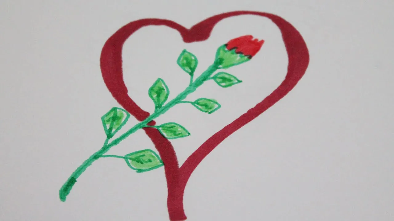 Dibujos de corazones con rosas - YouTube