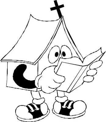 Dibujos Cristianos Para Colorear: Colorear Iglesia leyendo la biblia