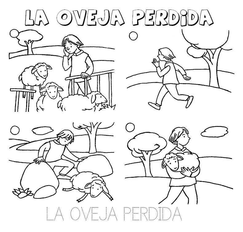 Dibujos Cristianos Para Colorear: Parabola de la Oveja Perdida ...