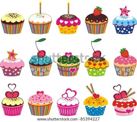 Illustration Of Isolated Set Of Cupcake On White Background ...