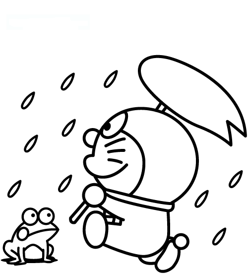 Dibujos de Doraemon: Doraemon Bajo la Lluvia para colorear