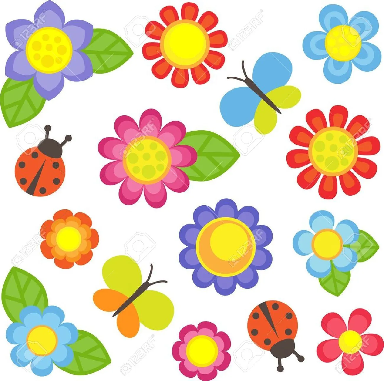 Dibujos De Flores Y Mariposas Imágenes De Archivo, Vectores ...