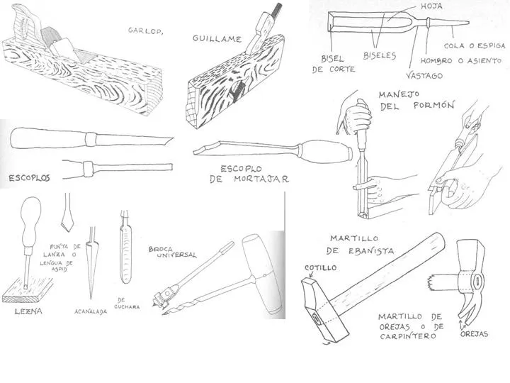 Dibujos y fotos de herramientas de carpintero