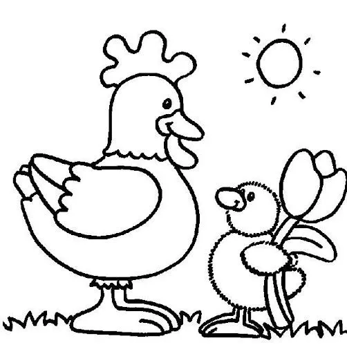 Dibujos de gallos y gallinas para colorear | Manualidades Infantiles