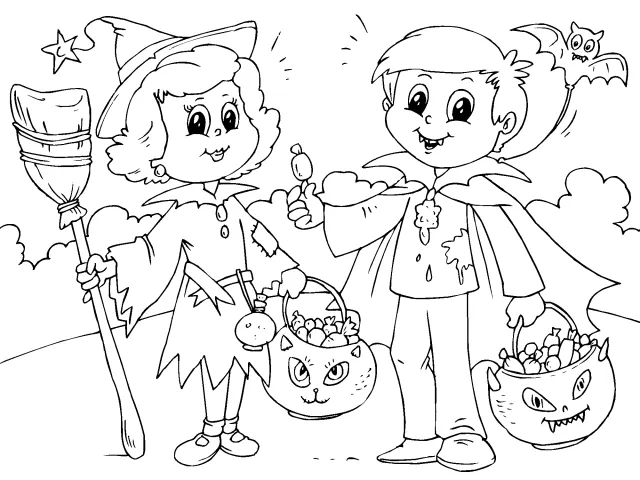 Colorear Niños en halloween - Dibujos de Halloween para Colorear ...