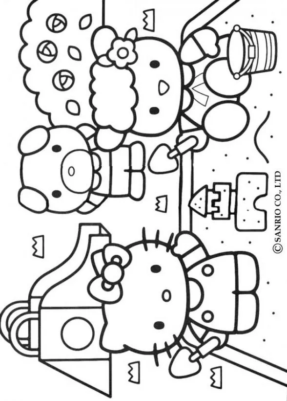 Dibujos HELLO KITTY para colorear, HELLO KITTY jugando en la playa ...