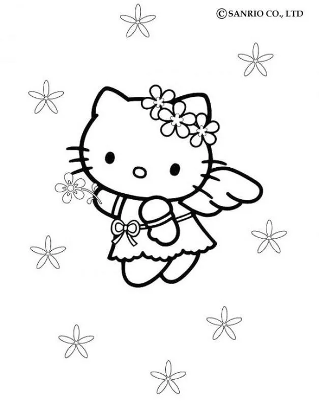 Dibujos HELLO KITTY para colorear, hello kitty con alas para imprimir