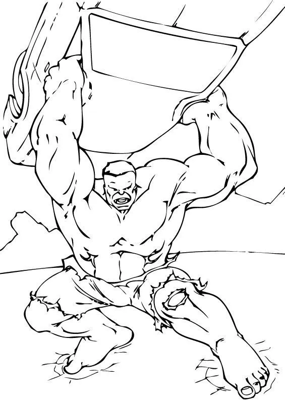 Dibujos de Hulk para colorear, Hulk en plena acción para imprimir