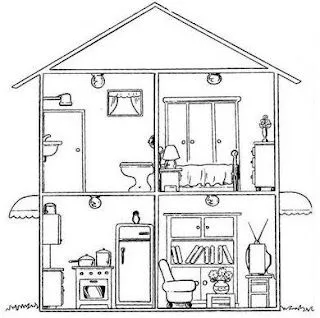 Dibujos para imprimir y colorear: Casas para colorear