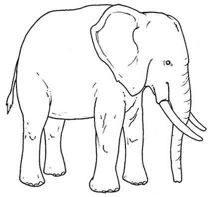 Dibujos para imprimir y colorear: Elefante para colorear