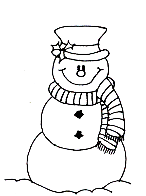 Dibujos para imprimir y colorear: Muñeco de Nieve para colorear