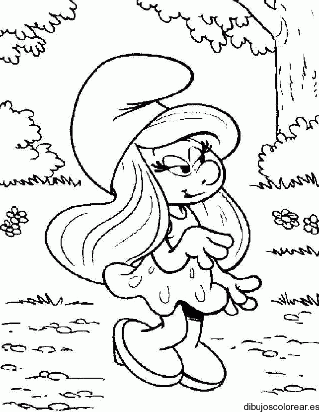 Dibujo de la dulce Pitufina | Dibujos para Colorear