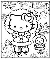 Dibujo para pintar hello kitty en invierno para niños