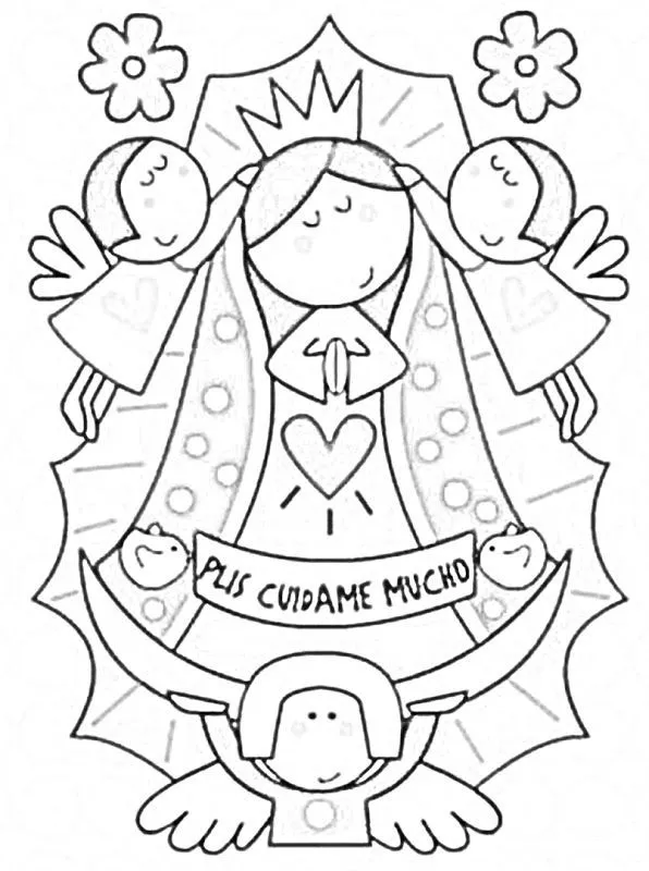 Dibujos infantiles de la Vírgen de Guadalupe para colorear ...