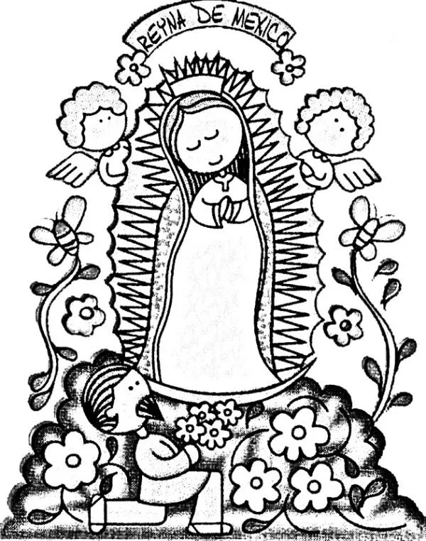 Dibujos infantiles de la Vírgen de Guadalupe para colorear ...