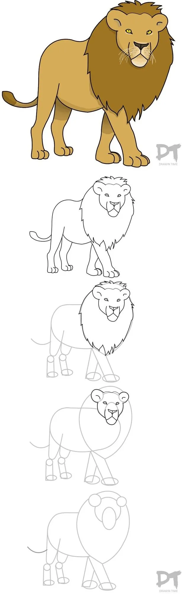 ▷ Dibujos de Leones Fáciles para hacer ✓ Paso a Paso 