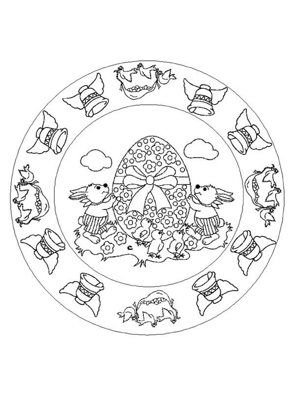 Dibujos de MANDALA para colorear PASCUA - Mandala Conejitos