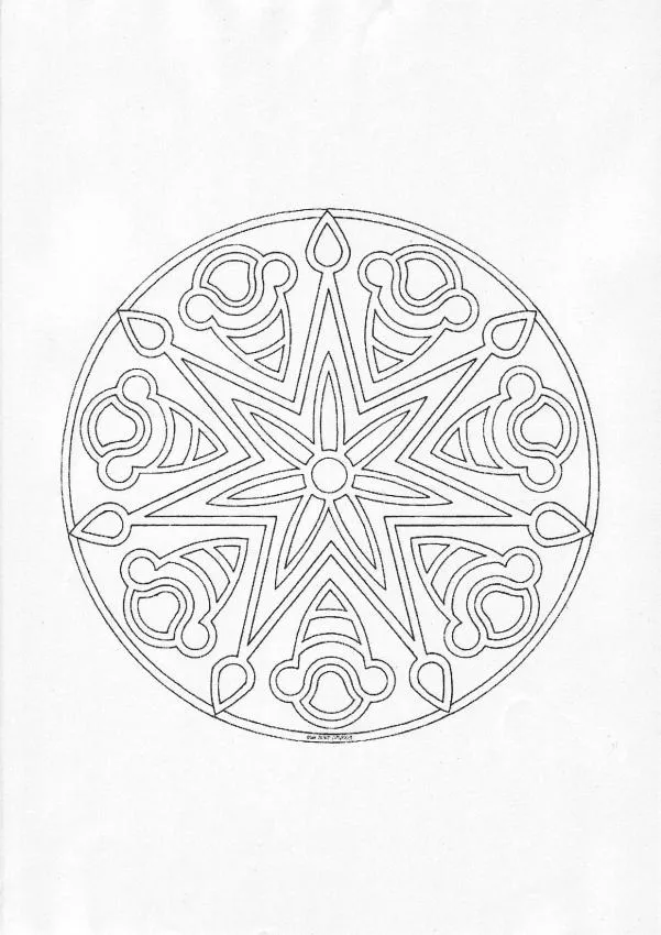 Dibujos de MANDALA ESTRELLA para colorear - Mandala Gotas y estrellas