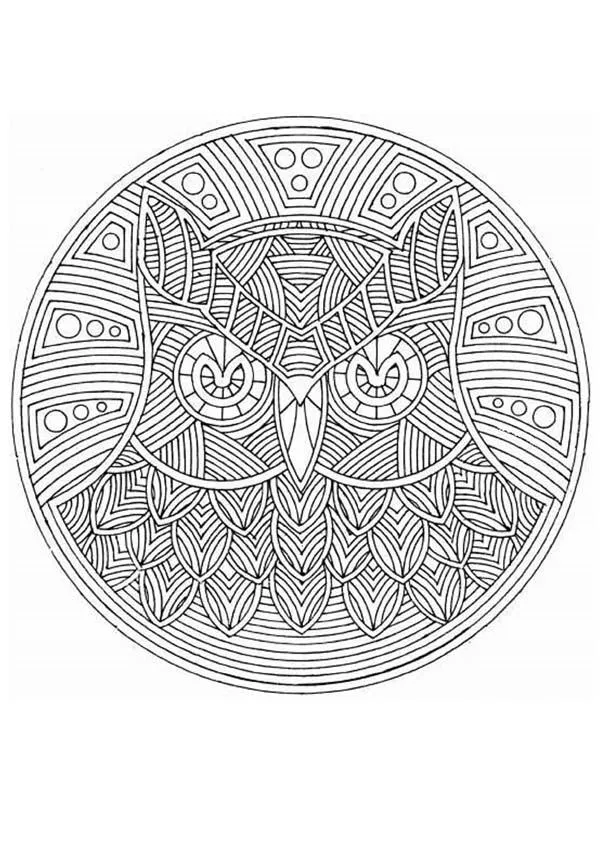 Dibujos de MANDALAS DE ANIMALES para colorear - Mandala Búho