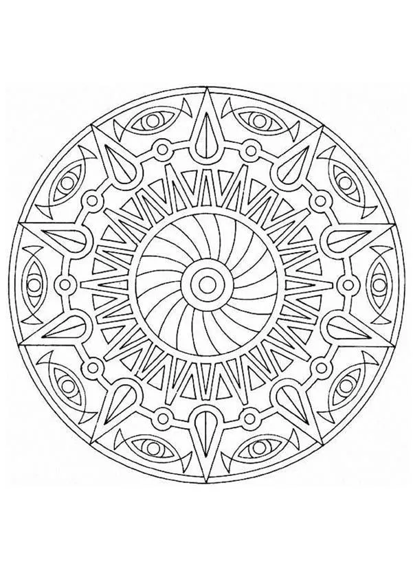 Dibujos de MANDALAS para imprimir - Mandala Rueda mecánica