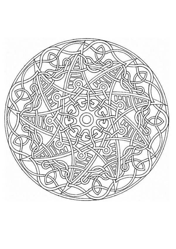 Dibujos de MANDALAS para imprimir - Mandala Rueda mecánica