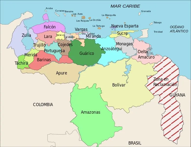 Mapa de Venezuela indicando sus limites - Imagui