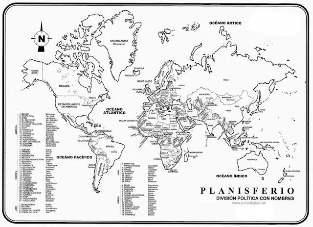 Dibujos de mapas del mundo para imprimir y colorear Blog De ...