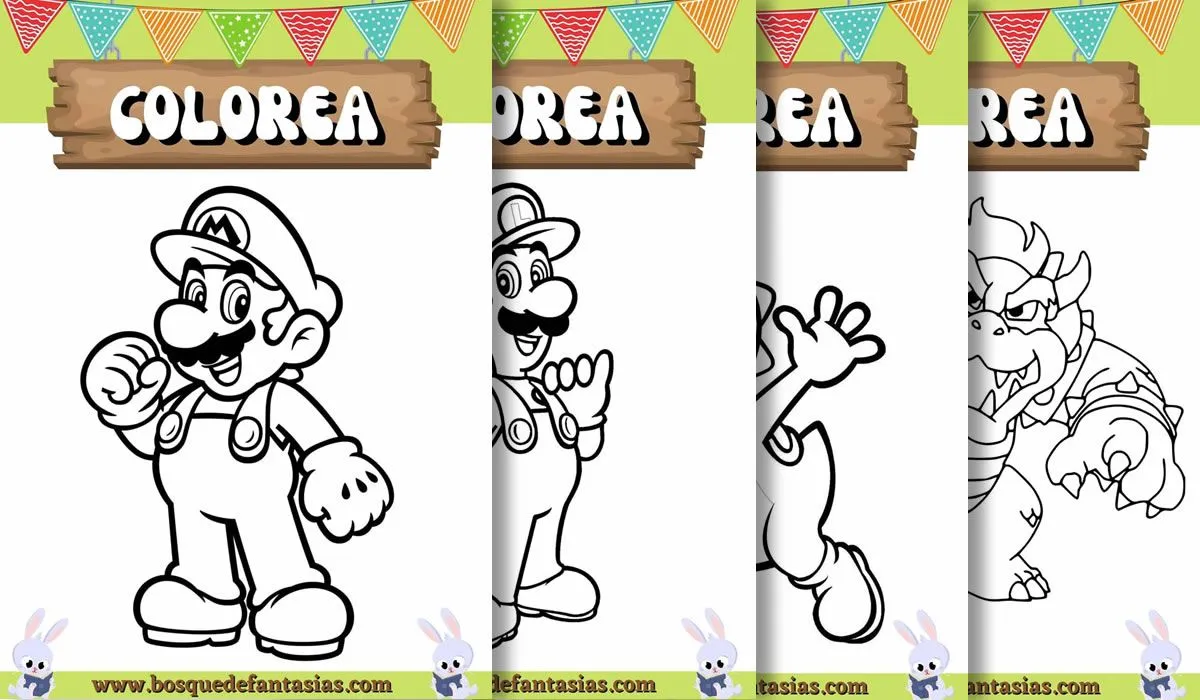 DIBUJOS de MARIO BROS para niños | Para colorear e imprimir