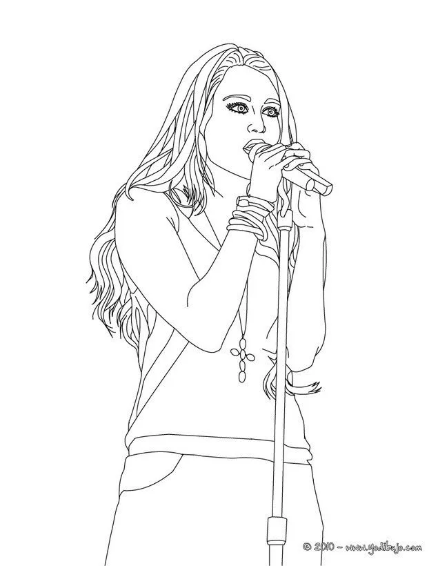 Dibujos de MILEY CYRUS para colorear - Miley Cyrus cantando