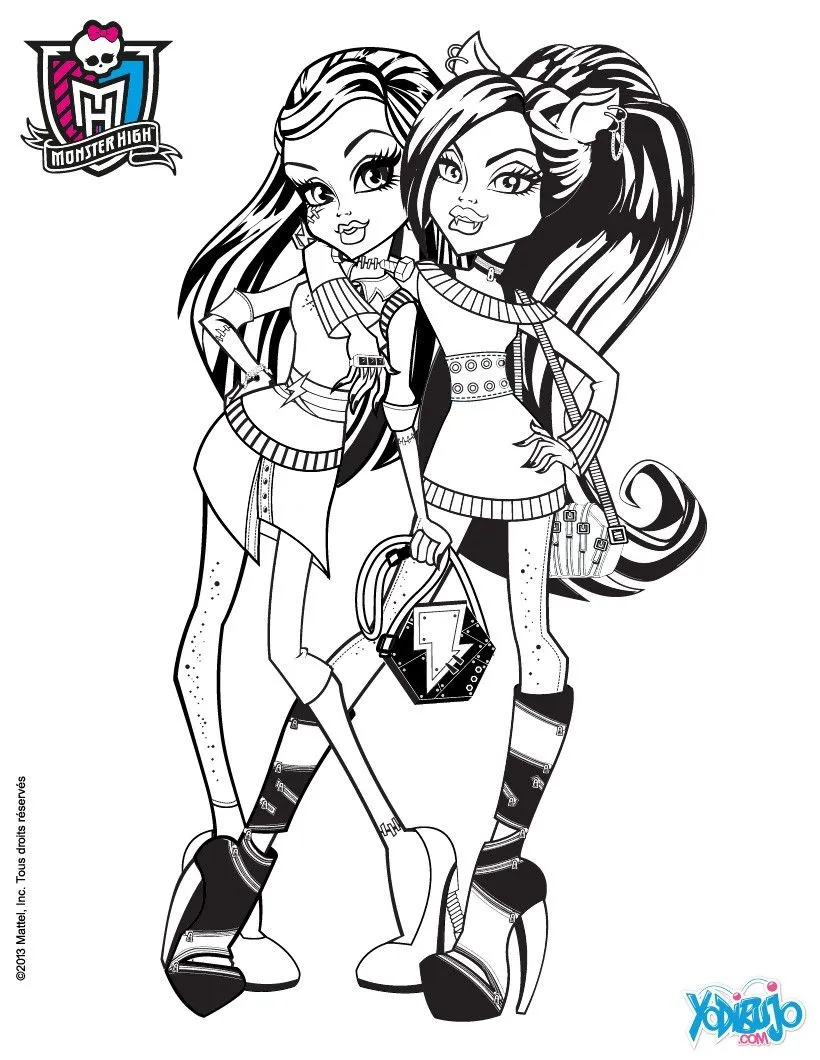 Dibujos MONSTER HIGH para colorear - Clawdeen Wolf y Frankie Stein