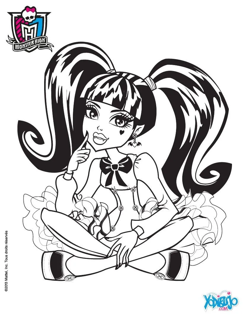 Dibujos MONSTER HIGH para colorear - Coletas de Draculaura