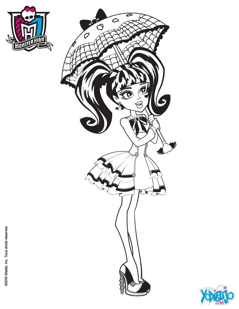 Dibujos MONSTER HIGH para colorear - Draculaura debajo de la lluvia