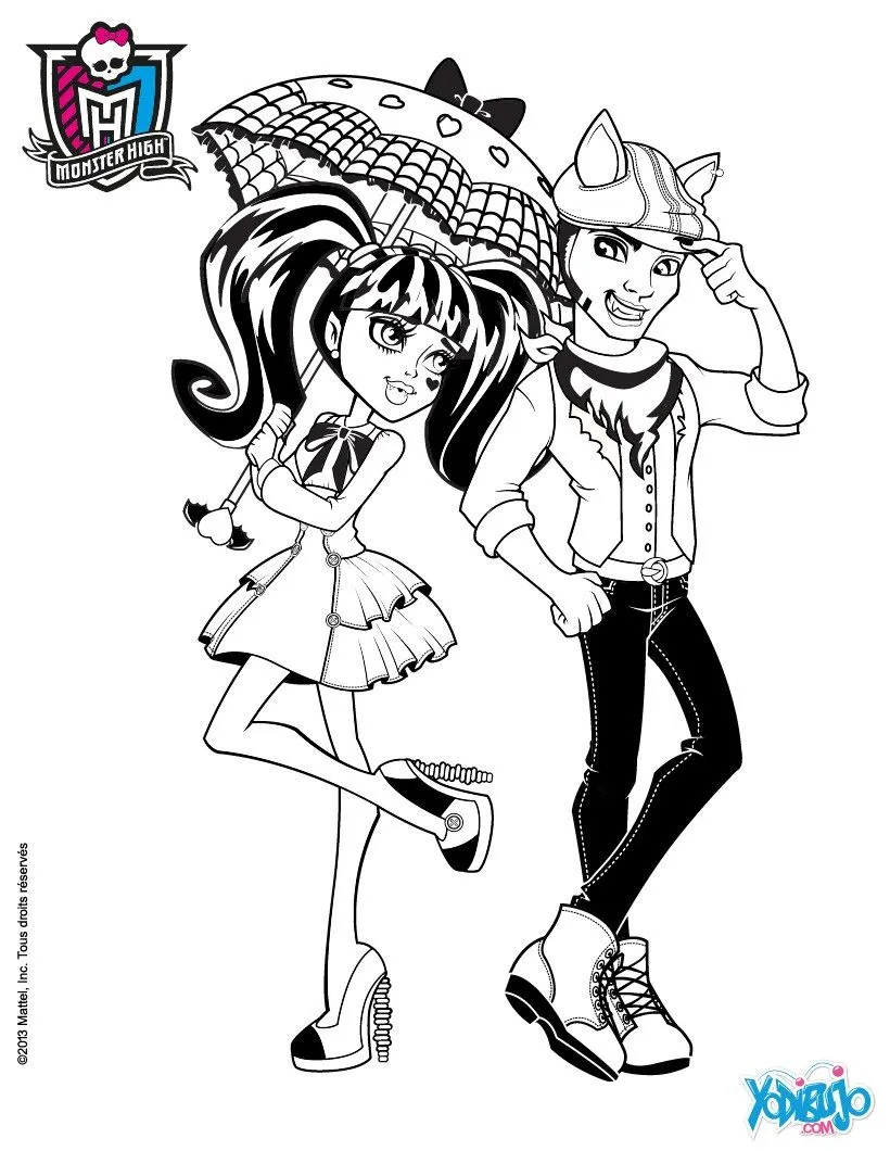 Dibujos MONSTER HIGH para colorear - Draculaura y Clawd Wolf