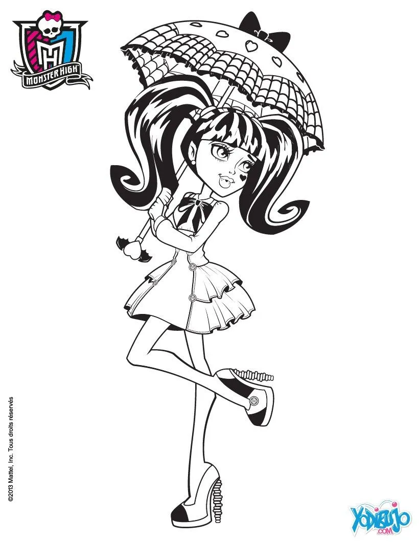 Dibujos MONSTER HIGH para colorear - Paraguas de Draculaura