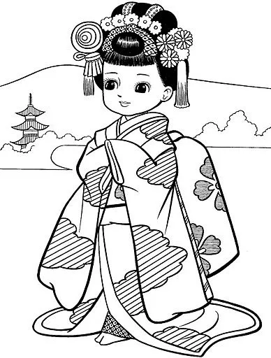 DIBUJOS DE MUÑECAS JAPONESAS PARA COLOREAR | Dibujos para colorear