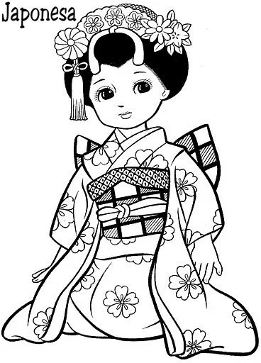 DIBUJOS DE MUÑECAS JAPONESAS PARA COLOREAR | Dibujos para colorear