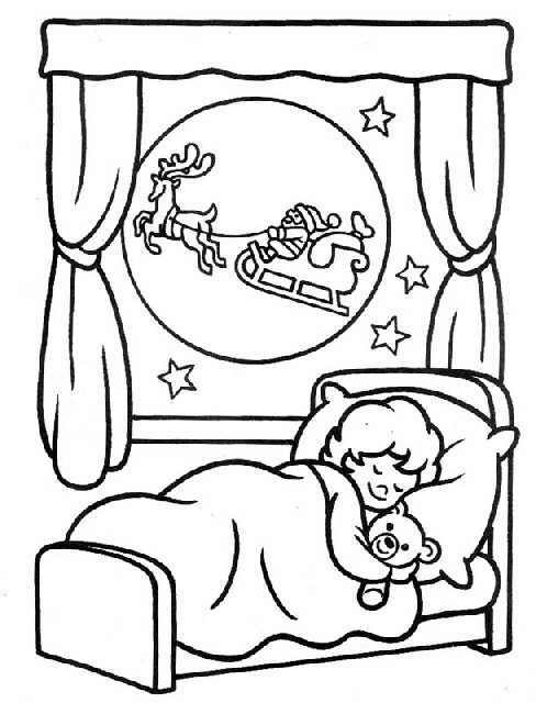 DIBUJOS NAVIDAD INFANTILES:NIÑOS DURMIENDO Y PAPA NOEL VOLANDO CON ...