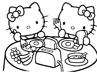 DIBUJOS PARA NIÑOS DE HELLO KITTY PARA PINTAR:KITTYS COMIENDO ...