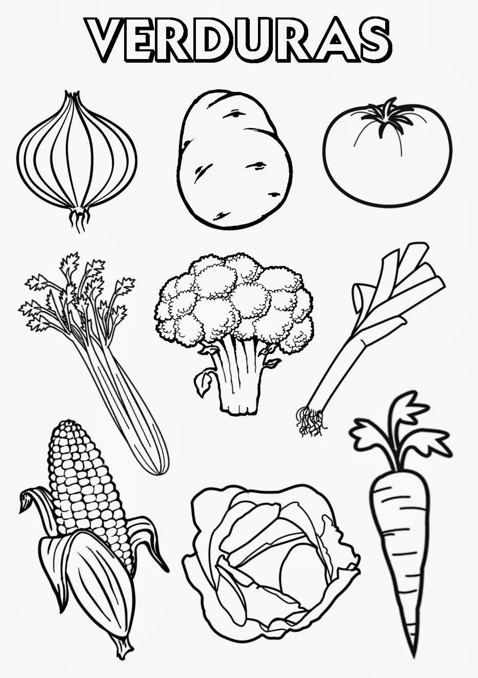 Dibujos para niños de inicial para colorear de verduras - Imagui