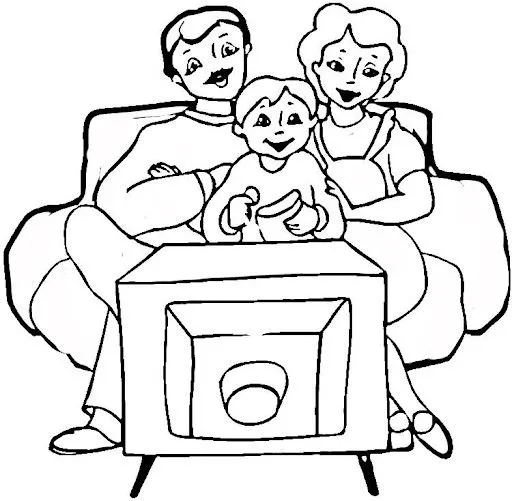Dibujos de niños viendo television para colorear - Imagui