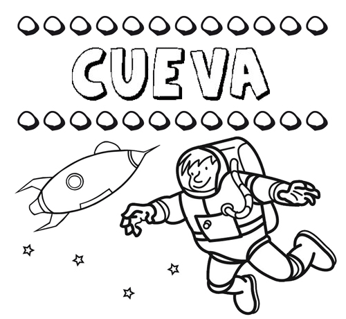 Dibujos de los nombres. Nombre Cueva para pintar, colorear e imprimir