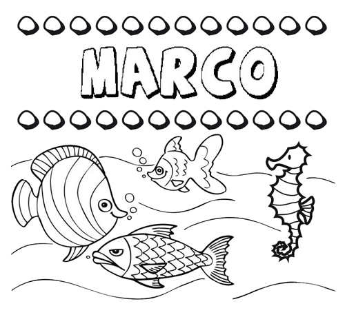 Dibujos de los nombres. Nombre Marco para pintar, colorear e imprimir