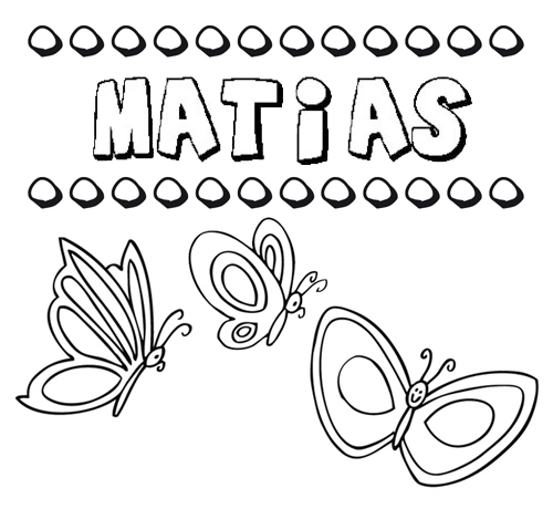 Dibujos de los nombres. Nombre Matías para pintar, colorear e imprimir