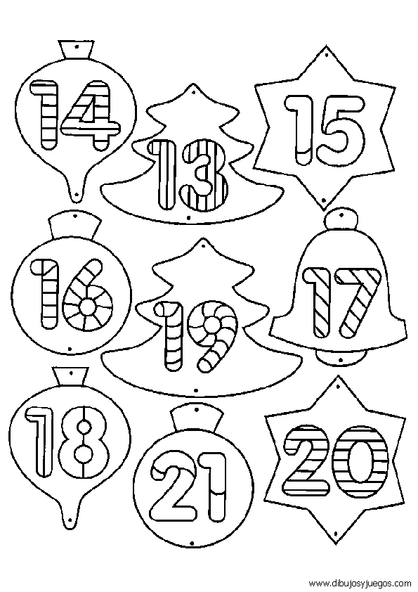 dibujos-numeros-navidad-004 | Dibujos y juegos, para pintar y colorear