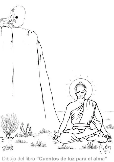 Dibujos muy originales para colorear: Dibujo de Buda meditando