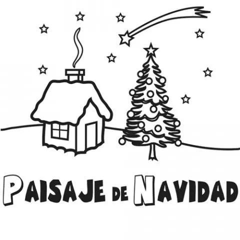 Imprimir dibujos para colorear : Paisaje de Navidad