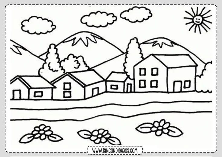 Dibujos de Paisajes para Colorear | Paisajes bonitos para pintar | Paisaje para  colorear, Paisajes bonitos para dibujar, Dibujos para pintar paisajes