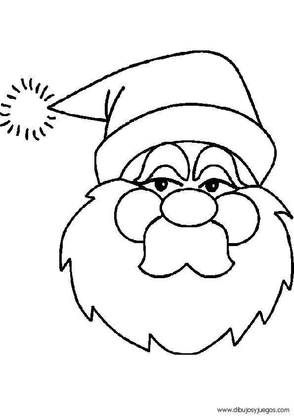 dibujos-papa-noel-cara-018 | Dibujos y juegos, para pintar y colorear