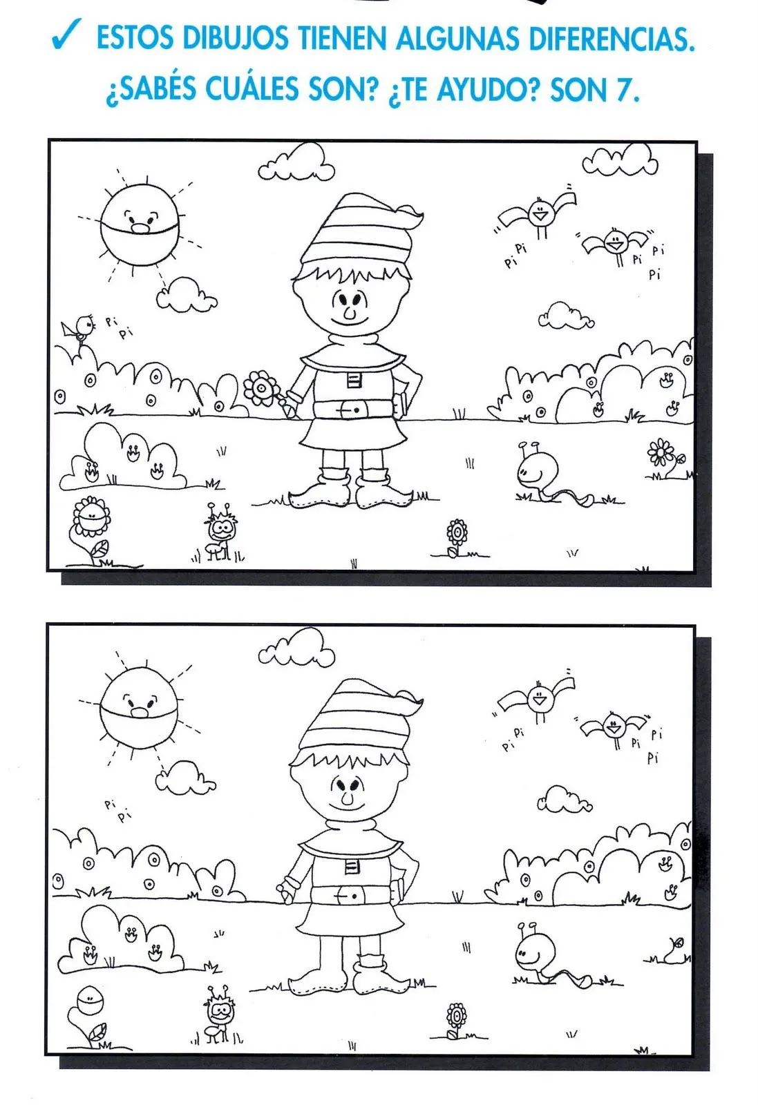 busca las siete diferencias que hay entre estos dos dibujos que ...
